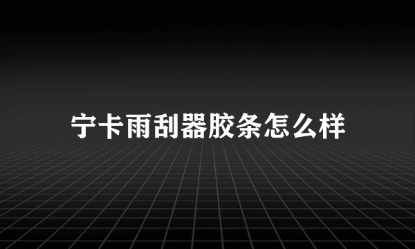 宁卡雨刮器胶条怎么样
