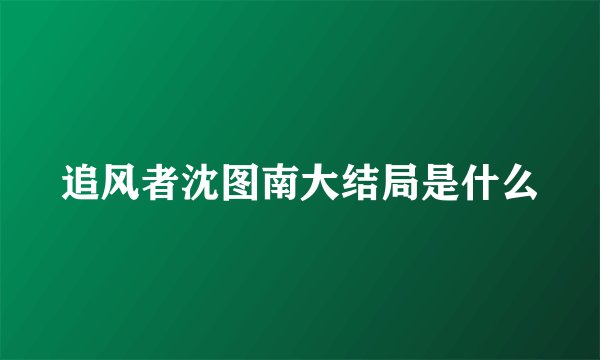 追风者沈图南大结局是什么
