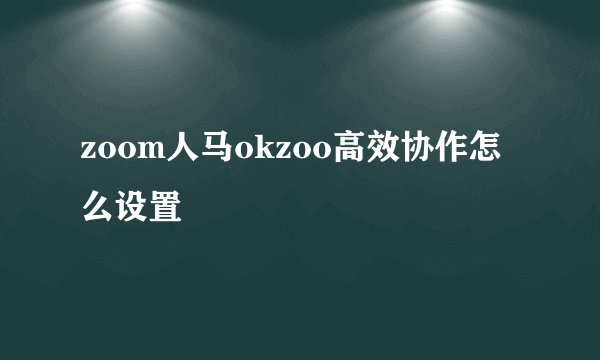 zoom人马okzoo高效协作怎么设置