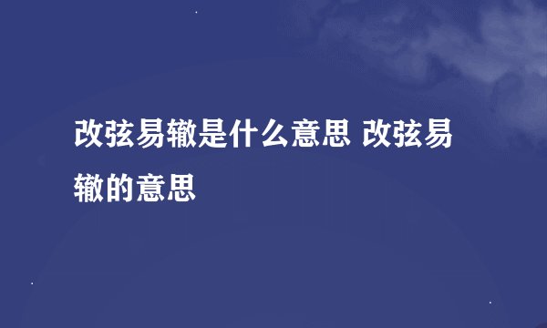 改弦易辙是什么意思 改弦易辙的意思