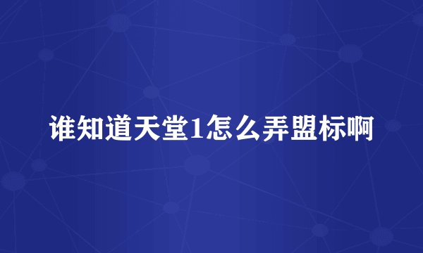 谁知道天堂1怎么弄盟标啊