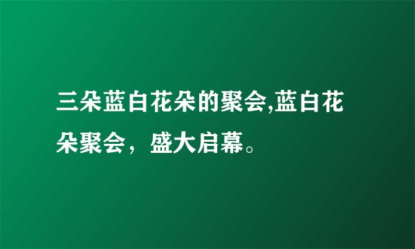三朵蓝白花朵的聚会,蓝白花朵聚会，盛大启幕。