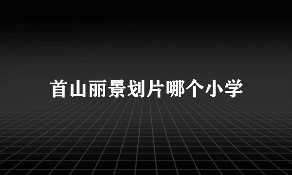 首山丽景划片哪个小学