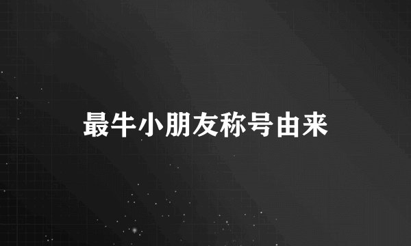 最牛小朋友称号由来