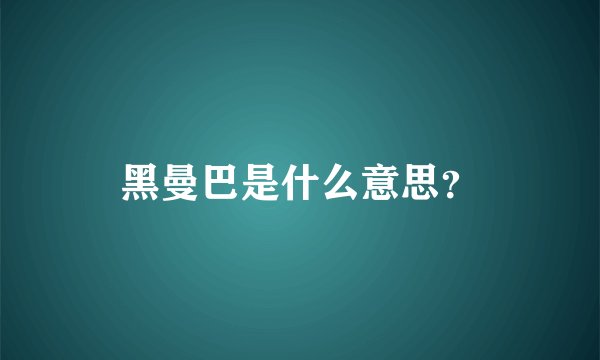 黑曼巴是什么意思？