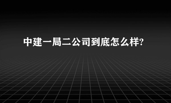 中建一局二公司到底怎么样?