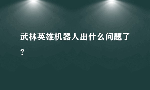 武林英雄机器人出什么问题了？