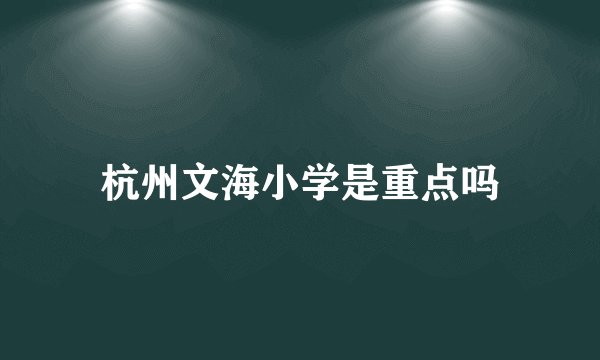 杭州文海小学是重点吗