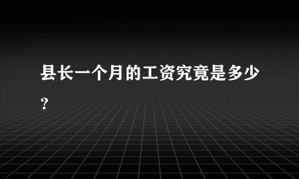 县长一个月的工资究竟是多少？