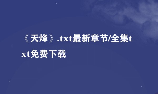 《天烽》.txt最新章节/全集txt免费下载