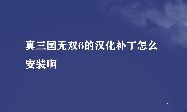 真三国无双6的汉化补丁怎么安装啊