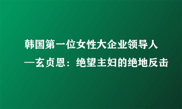 韩国第一位女性大企业领导人—玄贞恩：绝望主妇的绝地反击