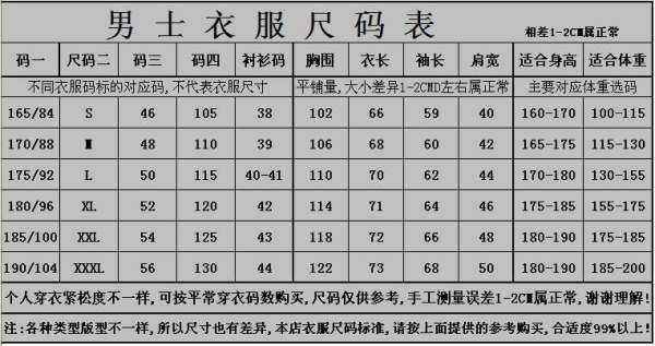 衣服尺码怎么看？