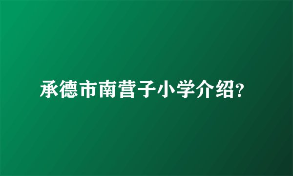 承德市南营子小学介绍？