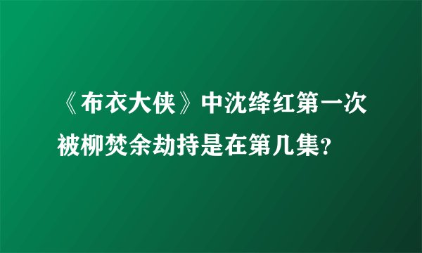 《布衣大侠》中沈绛红第一次被柳焚余劫持是在第几集？