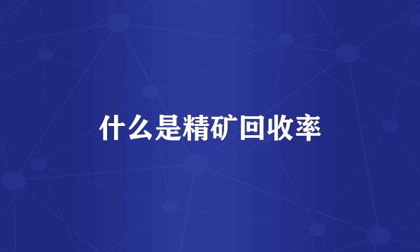 什么是精矿回收率