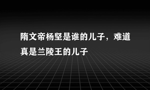 隋文帝杨坚是谁的儿子，难道真是兰陵王的儿子