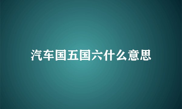 汽车国五国六什么意思