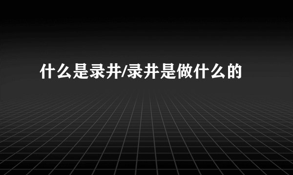 什么是录井/录井是做什么的