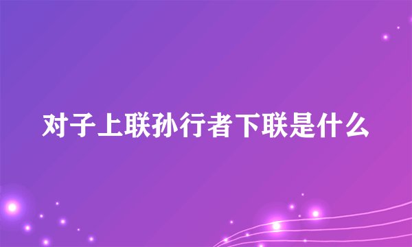 对子上联孙行者下联是什么