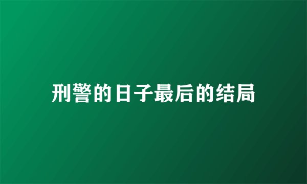 刑警的日子最后的结局