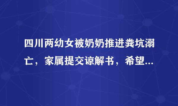四川两幼女被奶奶推进粪坑溺亡，家属提交谅解书，希望法庭轻判