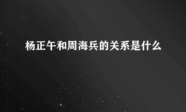 杨正午和周海兵的关系是什么