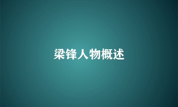 梁锋人物概述
