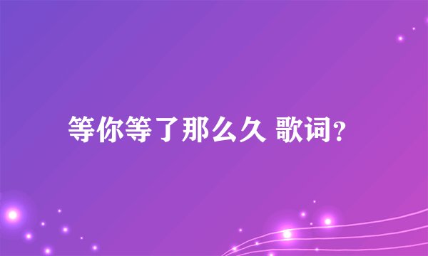 等你等了那么久 歌词？
