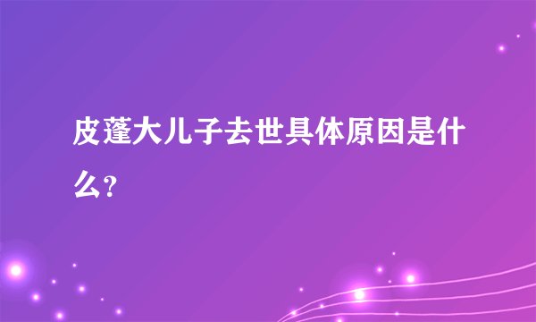 皮蓬大儿子去世具体原因是什么？