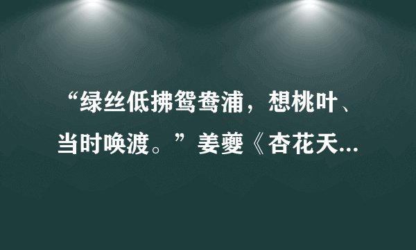 “绿丝低拂鸳鸯浦，想桃叶、当时唤渡。”姜夔《杏花天影》原文翻译与赏析