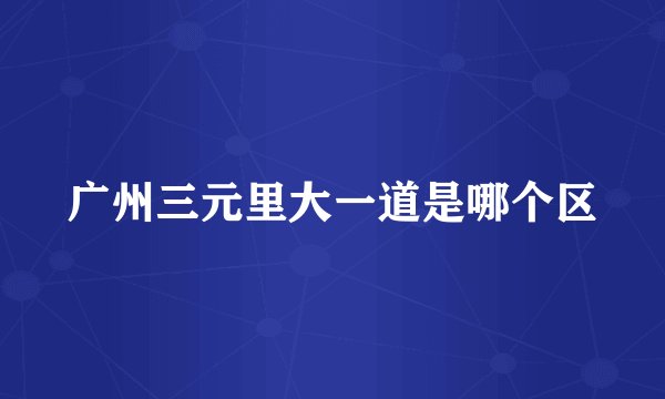 广州三元里大一道是哪个区