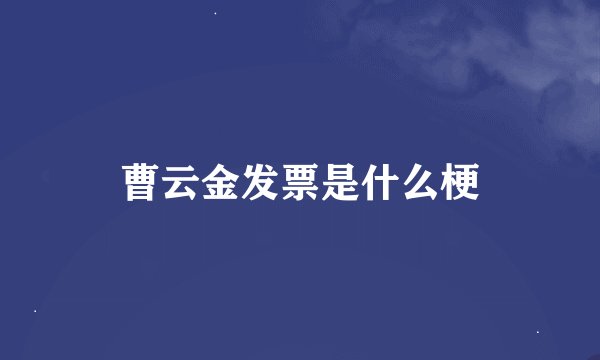 曹云金发票是什么梗