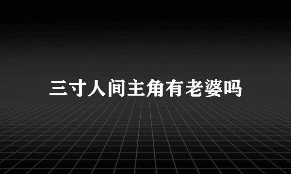三寸人间主角有老婆吗