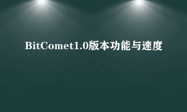 BitComet1.0版本功能与速度