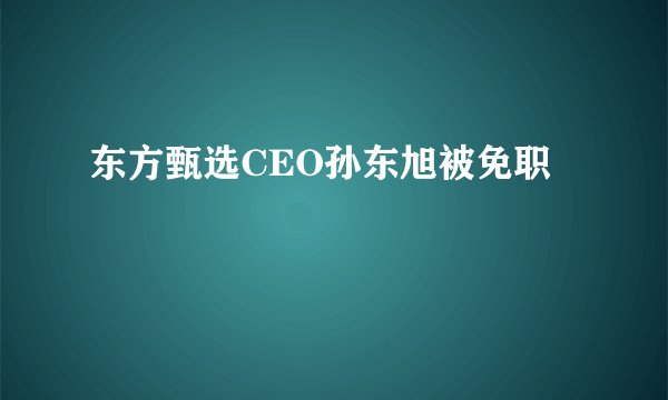东方甄选CEO孙东旭被免职