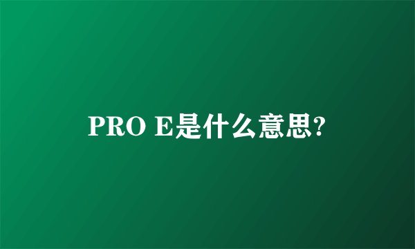 PRO E是什么意思?