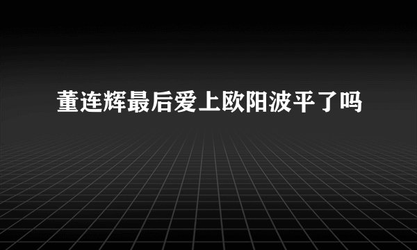 董连辉最后爱上欧阳波平了吗