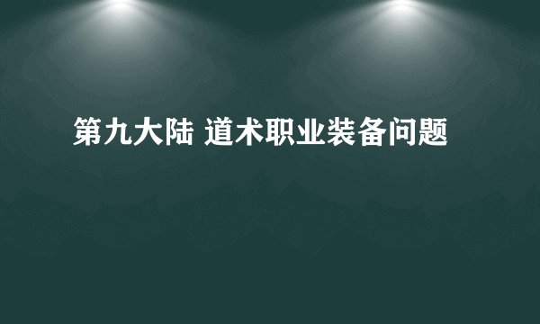 第九大陆 道术职业装备问题