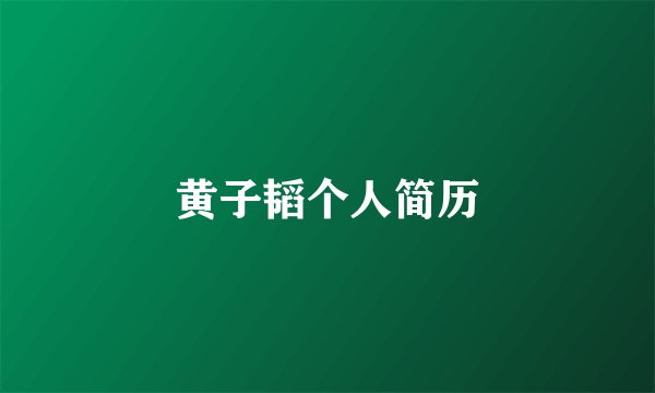 黄子韬个人简历