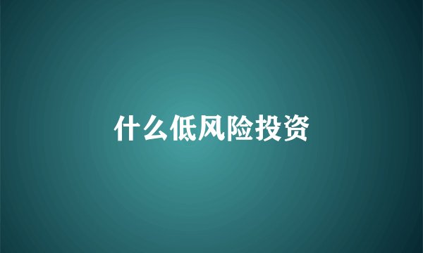 什么低风险投资