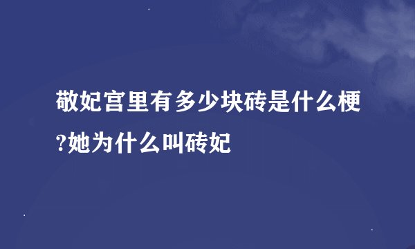 敬妃宫里有多少块砖是什么梗?她为什么叫砖妃