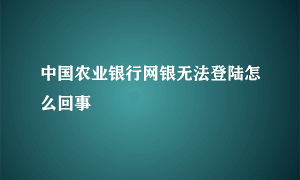 中国农业银行网银无法登陆怎么回事