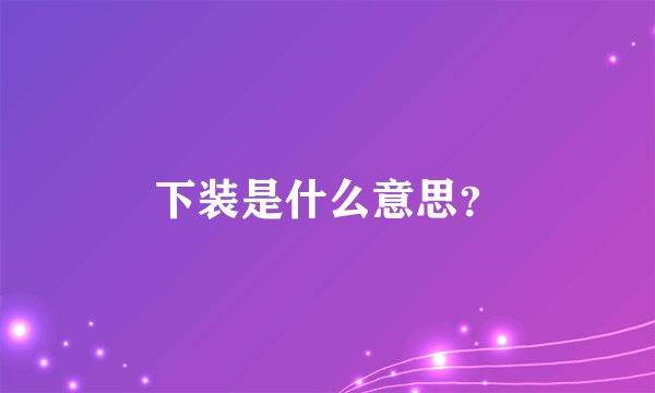 下装是什么意思？