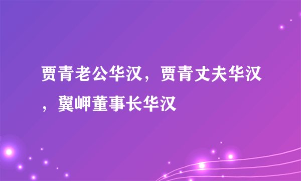 贾青老公华汉，贾青丈夫华汉，翼岬董事长华汉