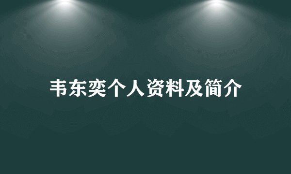 韦东奕个人资料及简介