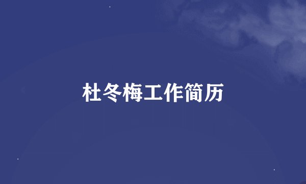杜冬梅工作简历