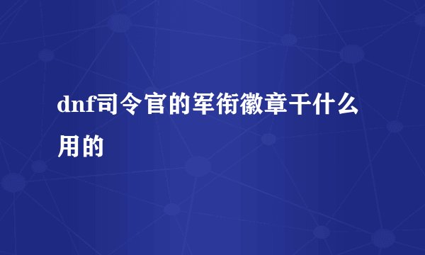 dnf司令官的军衔徽章干什么用的