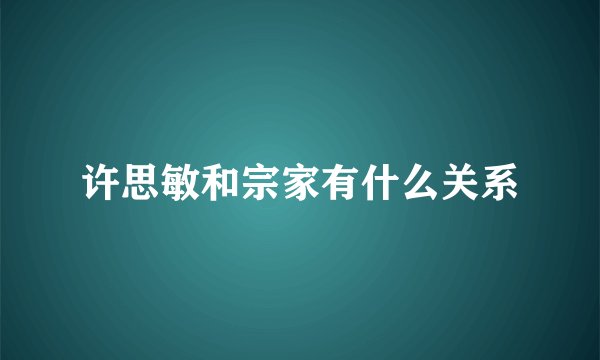 许思敏和宗家有什么关系