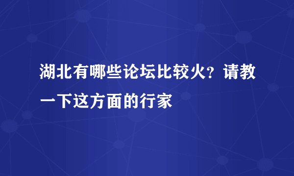 湖北有哪些论坛比较火？请教一下这方面的行家